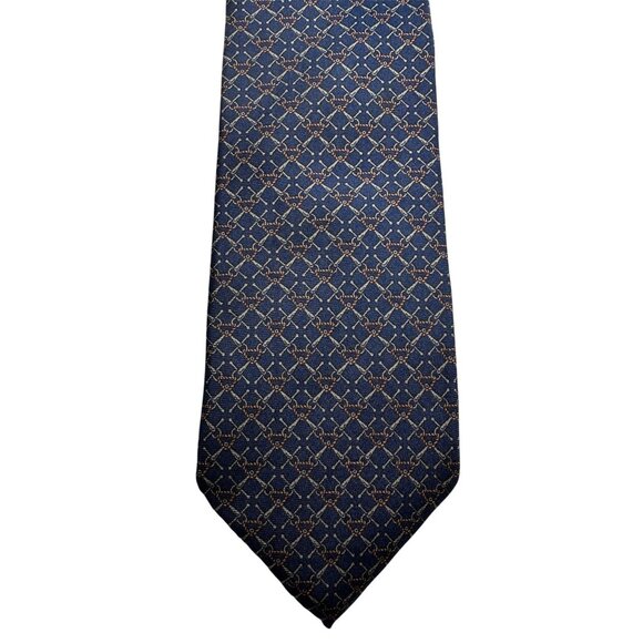 Guy Laroche Paris Navy Blue Patterned Silk Tie Cravates Luxury Formal Wear - Picture 1 of 7